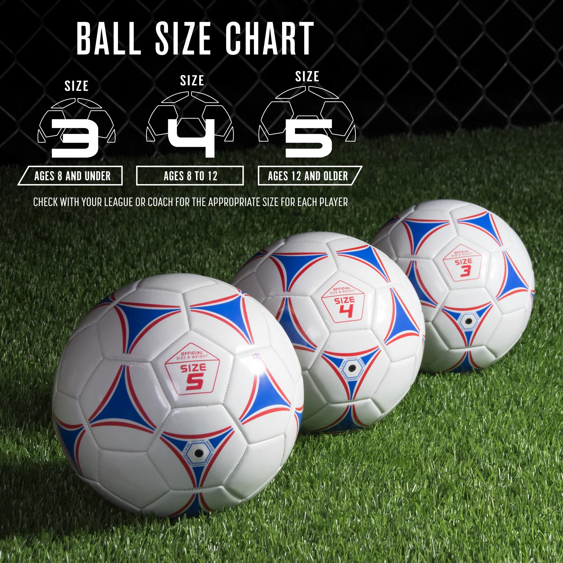 GoSports Premier Balón de fútbol con Bomba Premium, Disponible como Pelotas Individuales o 6 Paquetes, Elige tu tamaño