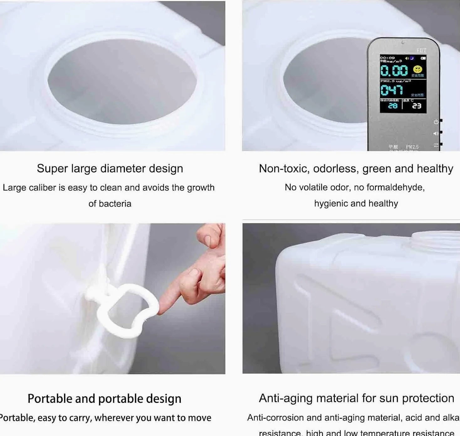 Tanque Almacenamiento Agua Rectangular Plástico Contenedor Almacenamiento Agua Purificada Grado Alimenticio Adecuado Exteriores