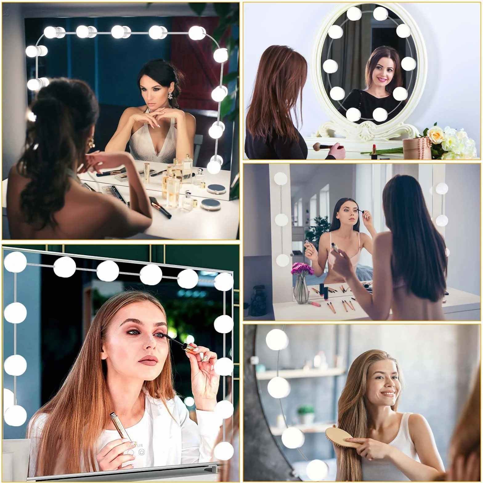 Auauraintt LED para espejo luces Hollywood regulables 3 colores lámpara de maquillaje ropa vestidor baño