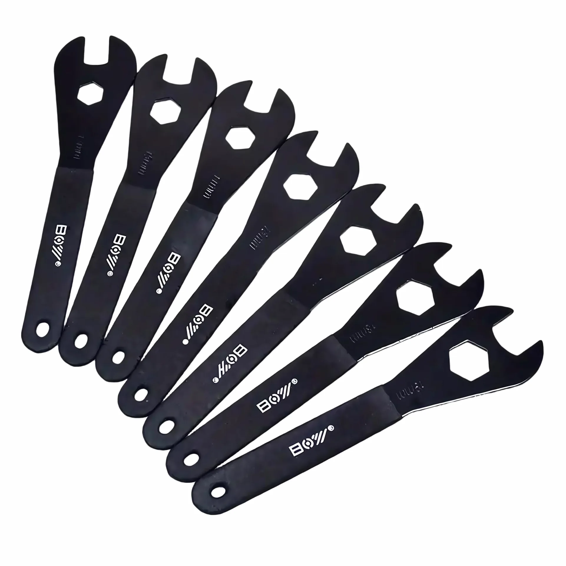 Juego de llaves cónicas de bicicleta de acero al carbono profesional para pedal y herramientas de cubo (7 llaves 13-14-15-16-17-18-19 mm)