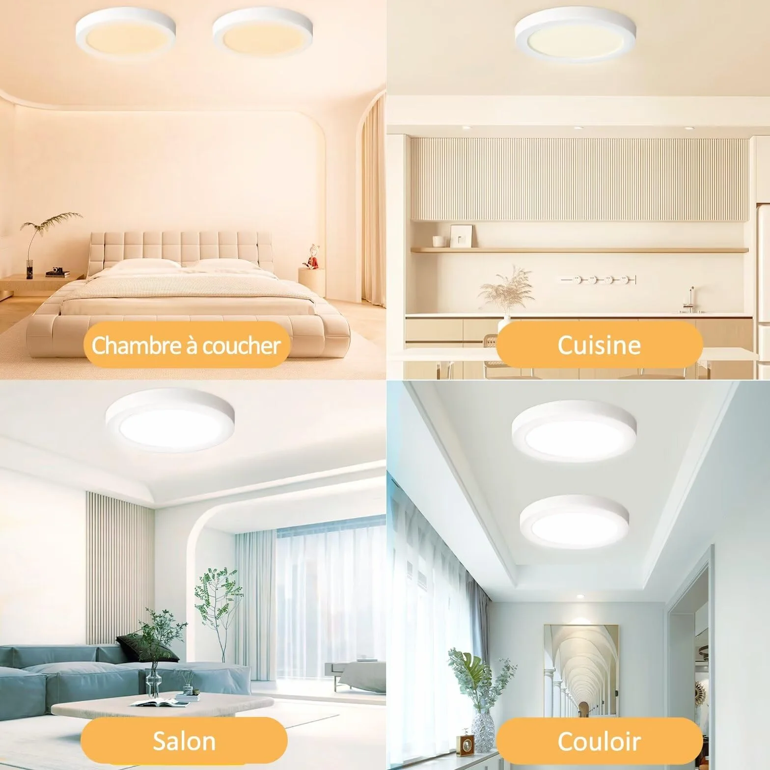 Yexati Plafon LED 18W 1800LM IP44 Lampara Techo Redonda 6500K Blanco Frio Ø220mm