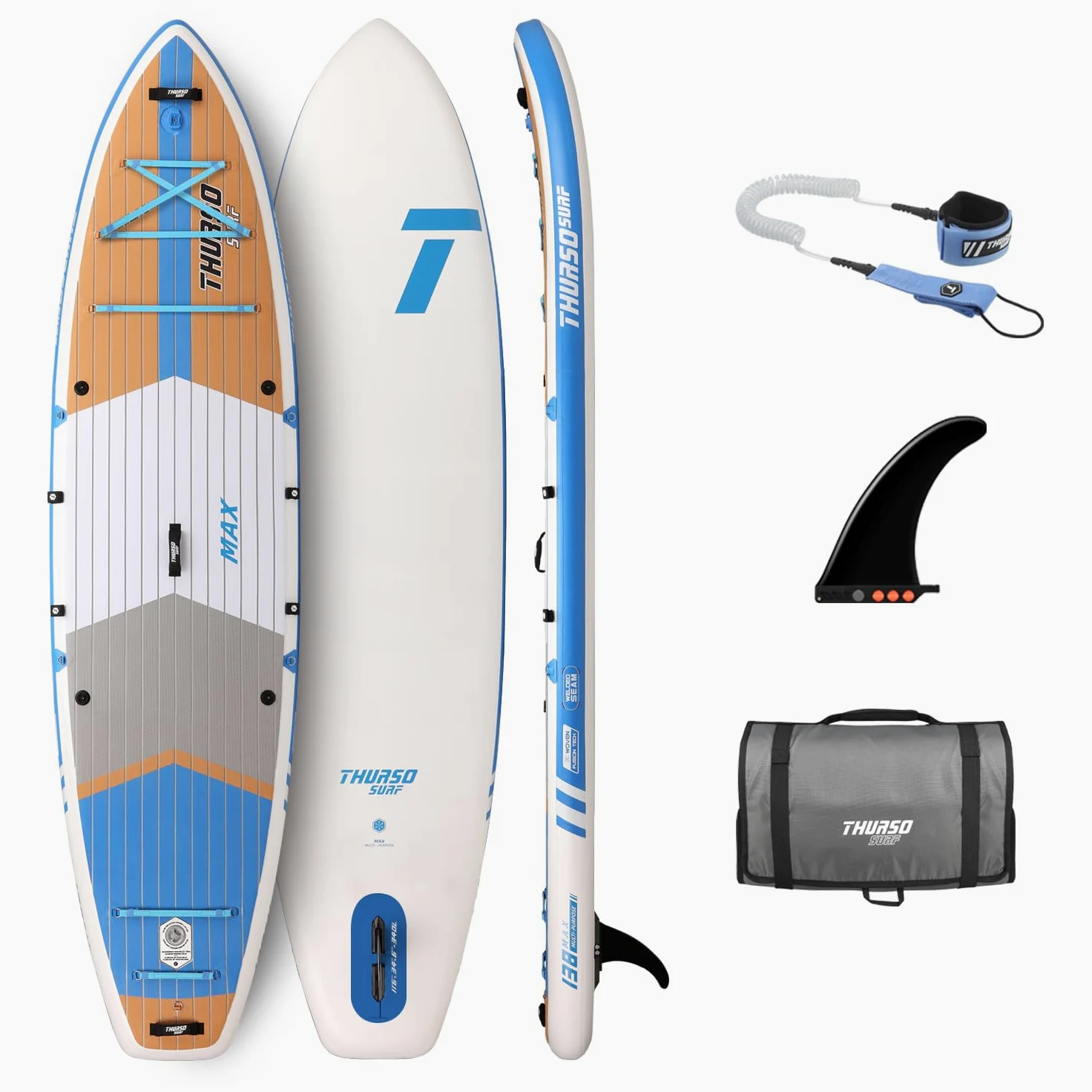 THURSO SURF Max - Tabla de remo inflable multiusos de 11 pies, 6 unidades, para pescar, familia/mascotas, SUP | Costuras tejidas | PVC de fusión | riel soldado | ligera y rígida