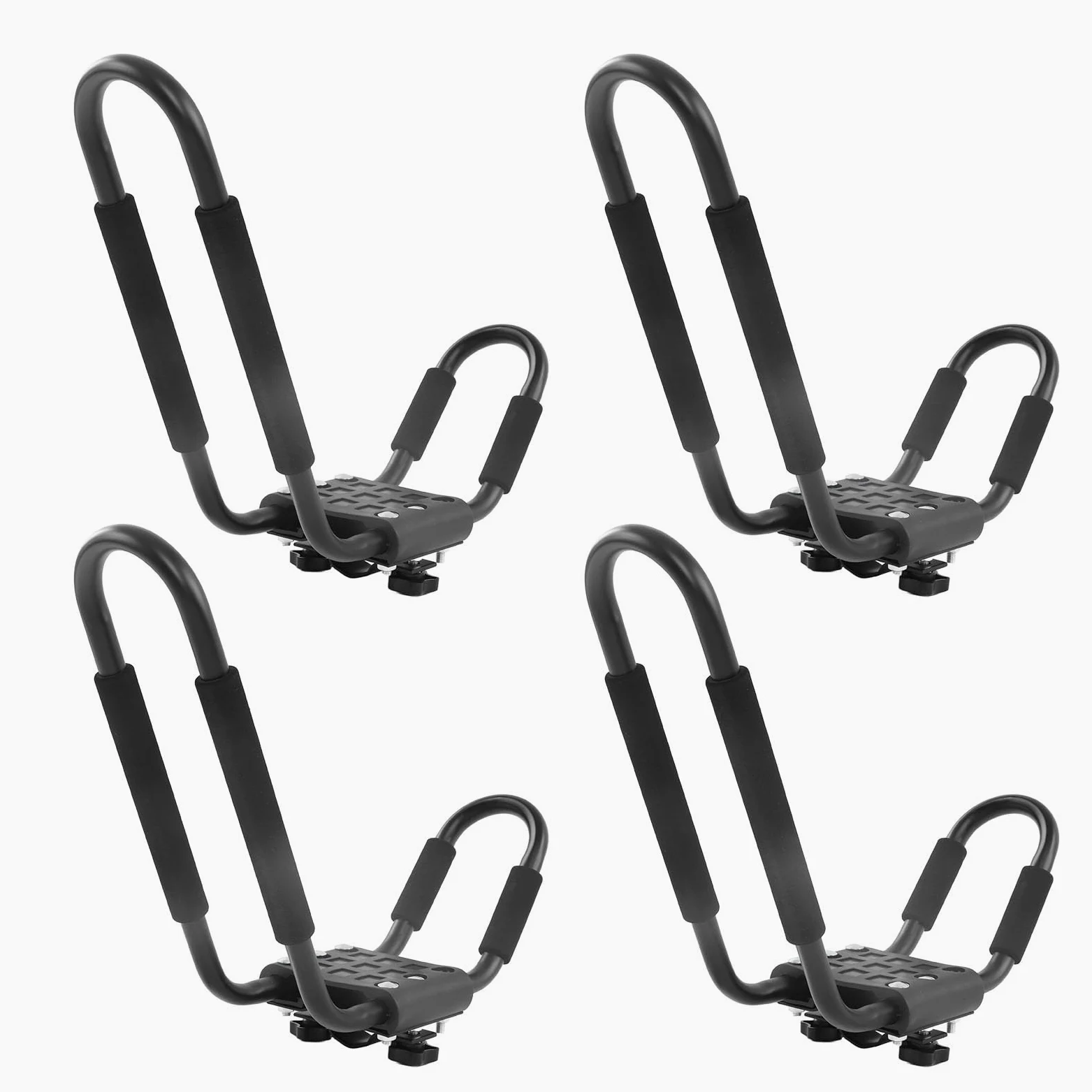 Haofy Soporte de Montaje Superior para Techo de Kayak, Soporte de Barra en J de Acero de Aleación Resistente para Canoa, Tabla de esquí, Transporte Superior, Capacidad de Carga de 68KG, 2 Pares
