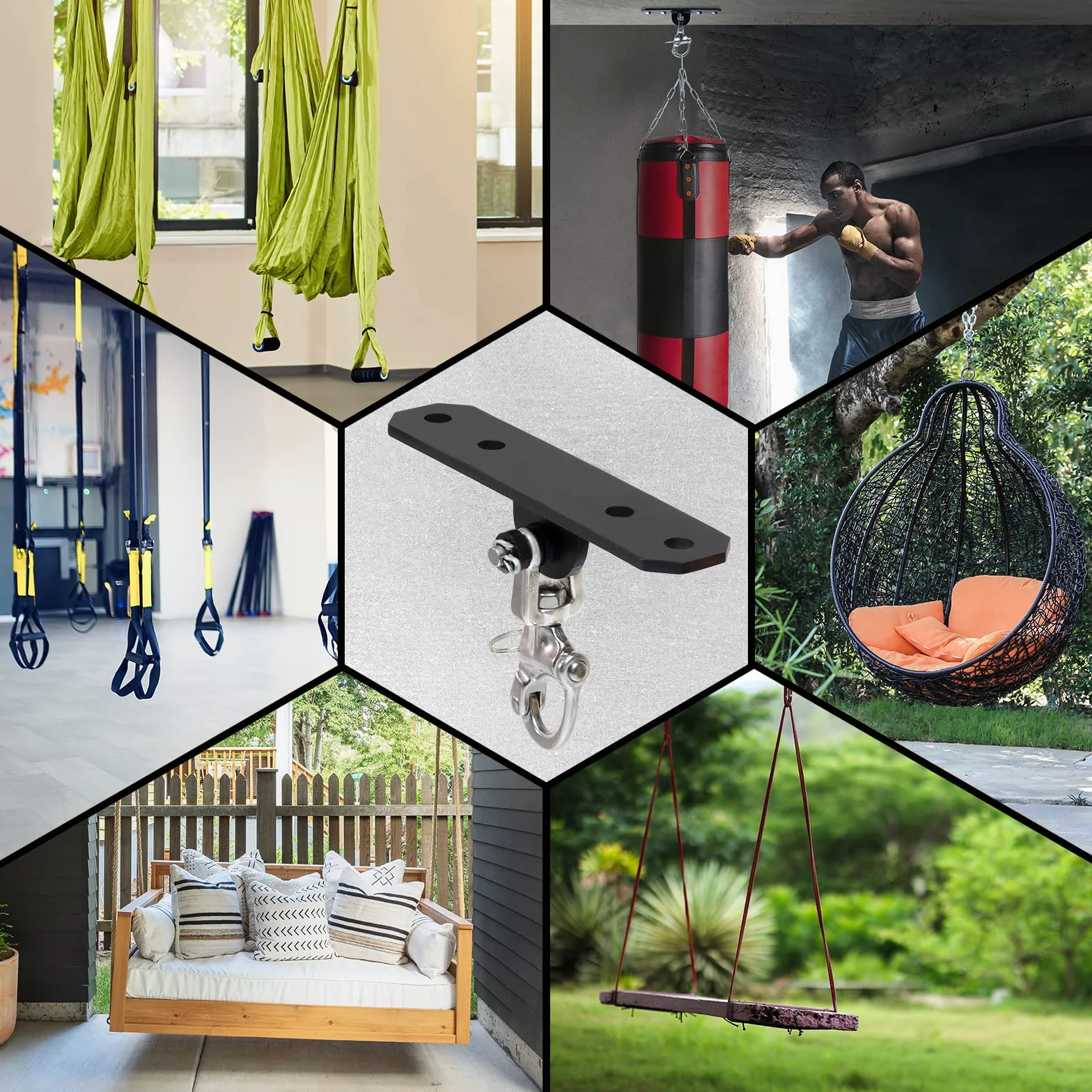 Heavy Bag Hanger,Wall Ceiling Mount Hook 360° Rotation