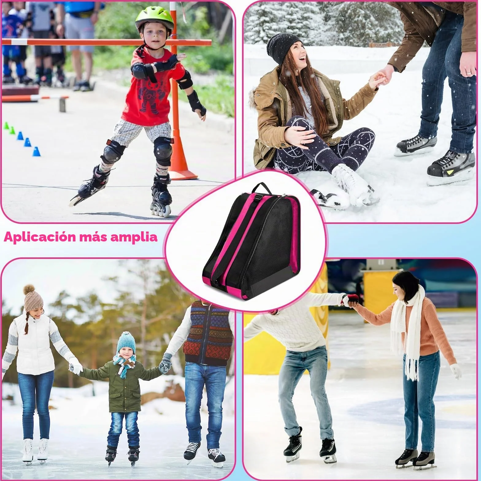 TOSAVGA Mochila para Patines en Linea Bolsa Patines Niña, Bolsa para Patines de Ruedas, Mochila Patines Bolsa Linea Guardar Patnes con 3 Compartimentos para Patines de Hielo y a Rueda