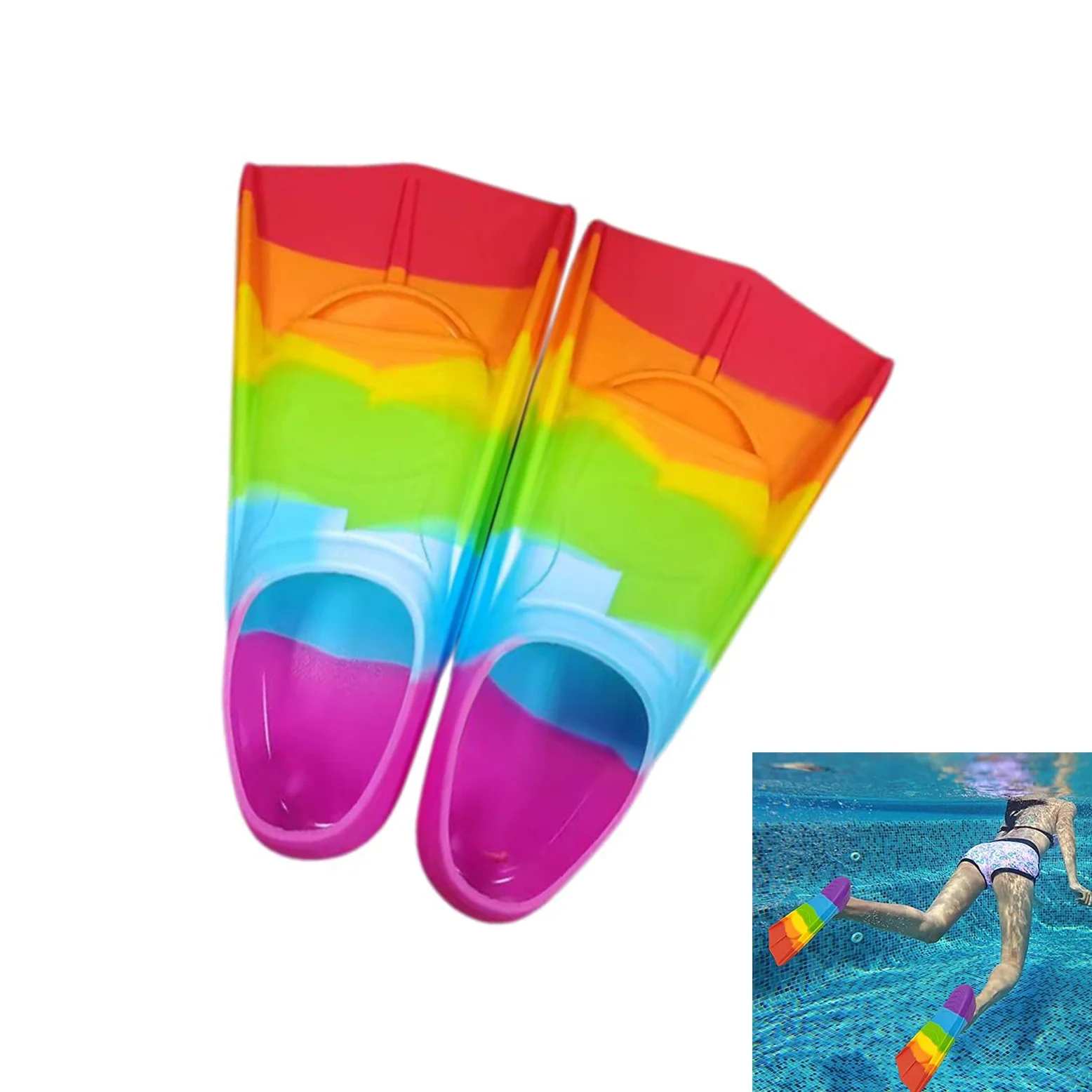 Aletas cortas de silicona para entrenamiento de natación, aletas de buceo para mejorar la propulsión y velocidades de natación más rápidas