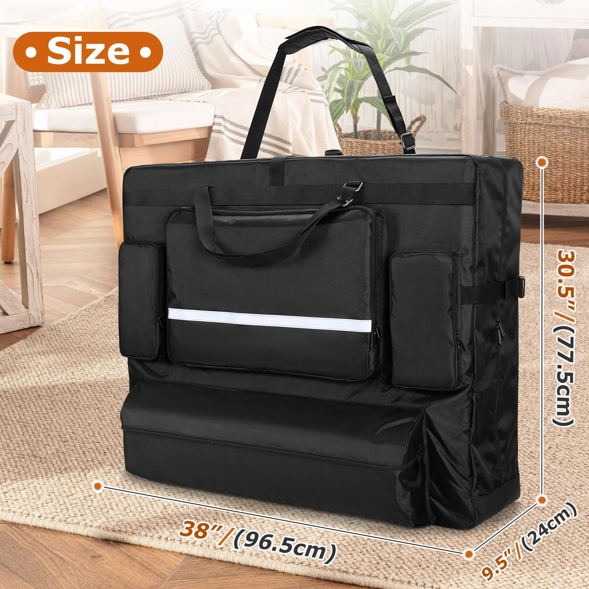 Luxja Bolsa para Camilla de Masaje Plegable 24" a 30" Ancho, Negro