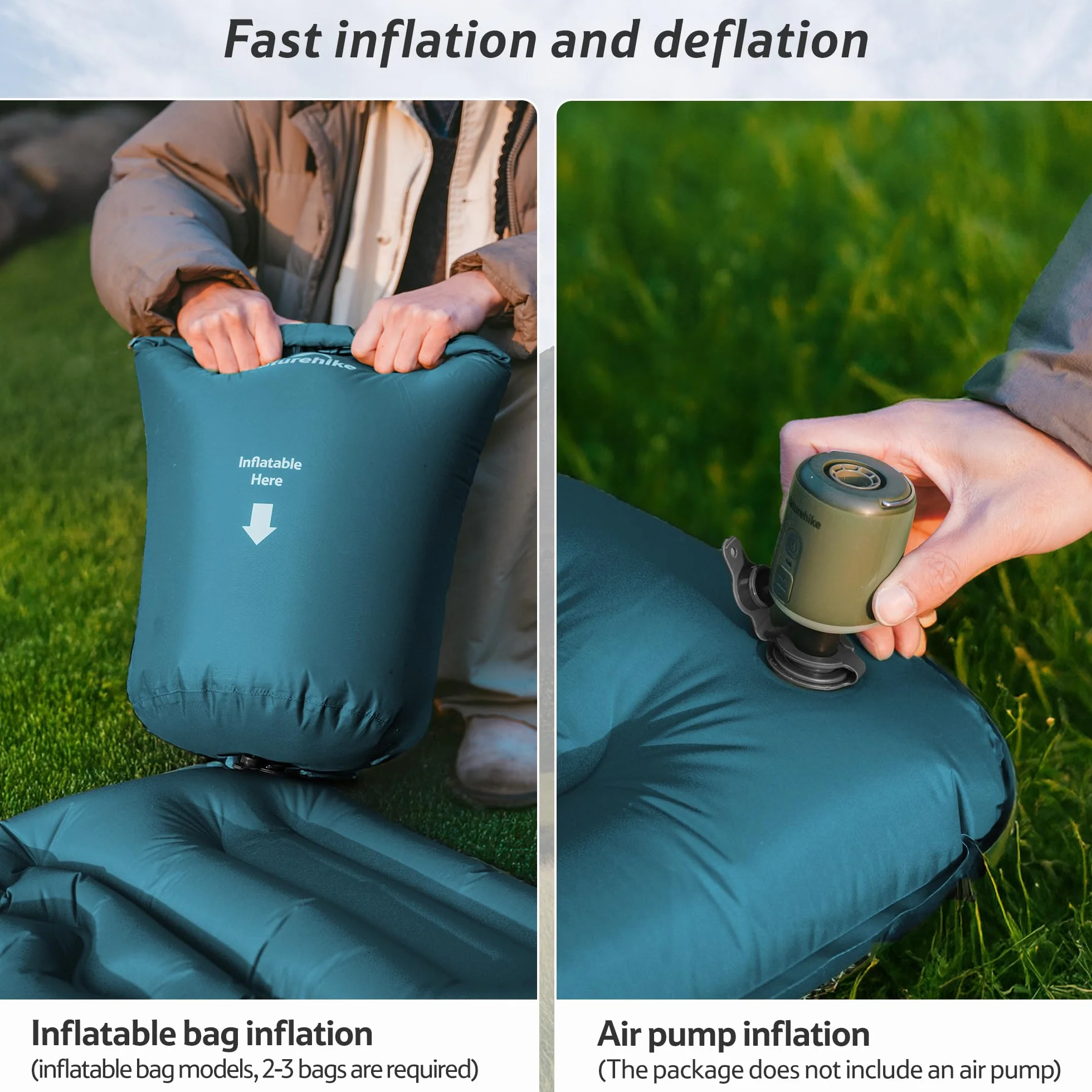 Naturehike Colchoneta hinchable ultraligera, colchoneta de dormir ligera, para exteriores, compacta y resistente a la humedad, para mochilero, camping, nivel de entrada (azul oscuro - doble)