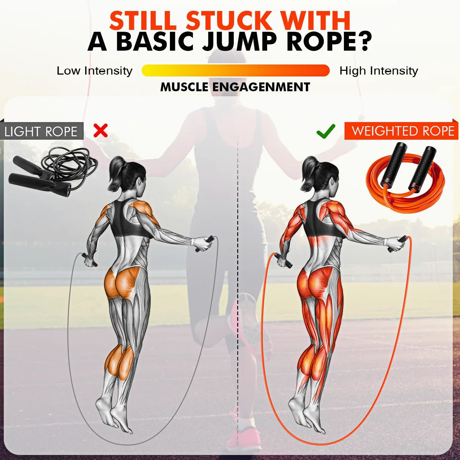 Cuerda de saltar, equipo de entrenamiento de gimnasio en casa, cuerda de saltar pesada para hombres y mujeres, cuerdas de saltar pesadas ajustables de 1 libra para fitness en casa, mejora la velocidad