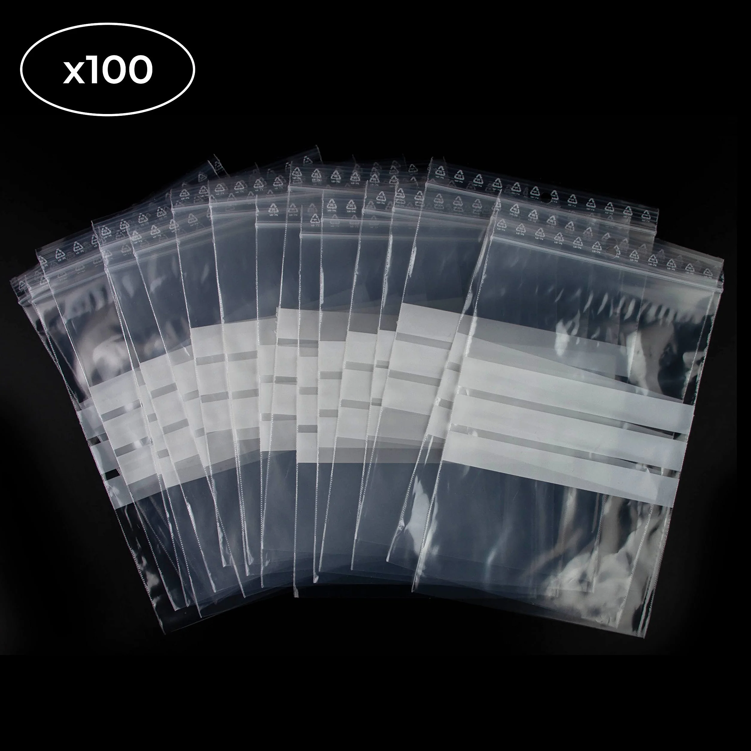 Bolsas transparentes con cierre zip, plástico apto para alimentos, 100 unidades, 12 x 18 cm