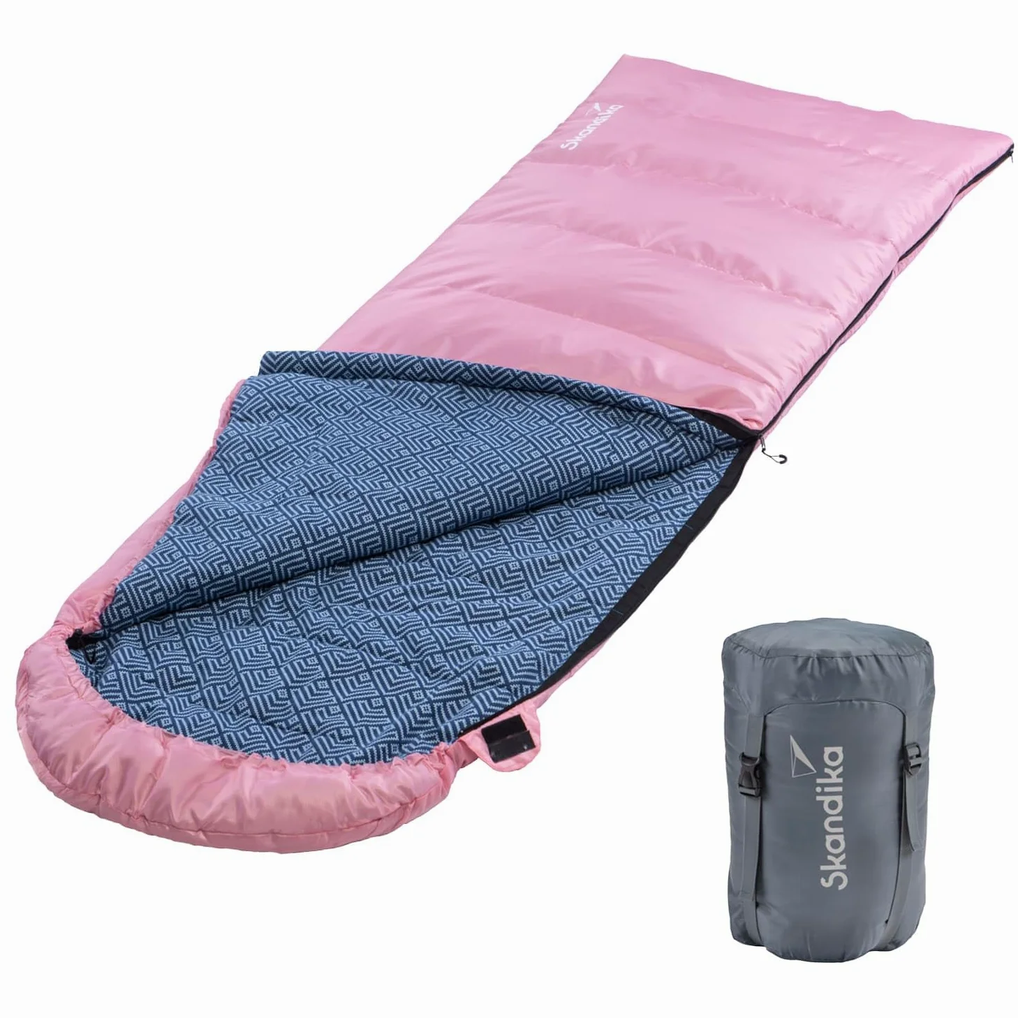 Skandika Saco de Dormir de algodón Dundee Flannel | para Adultos, acoplable, 3 Estaciones, hasta -20°C, 220 x 80 cm / 220 x 160 cm, Rectangular