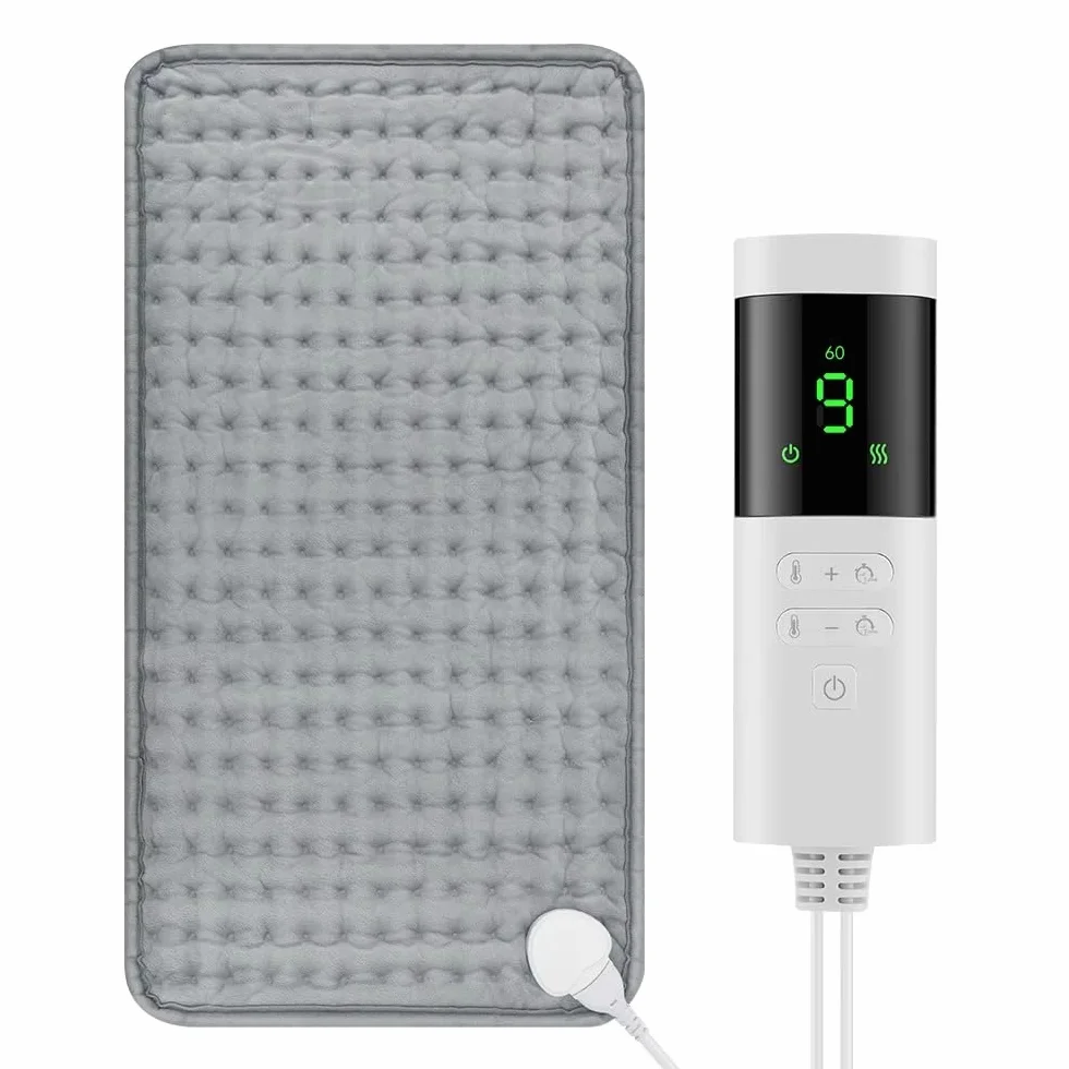 Almohadilla Eléctrica 30 x 60 cm para Espalda, Cuello y Abdomen, Cojín Calefactor con Pantalla Digital, 9 Niveles de Calor y Apagado Automático, Uso Doméstico