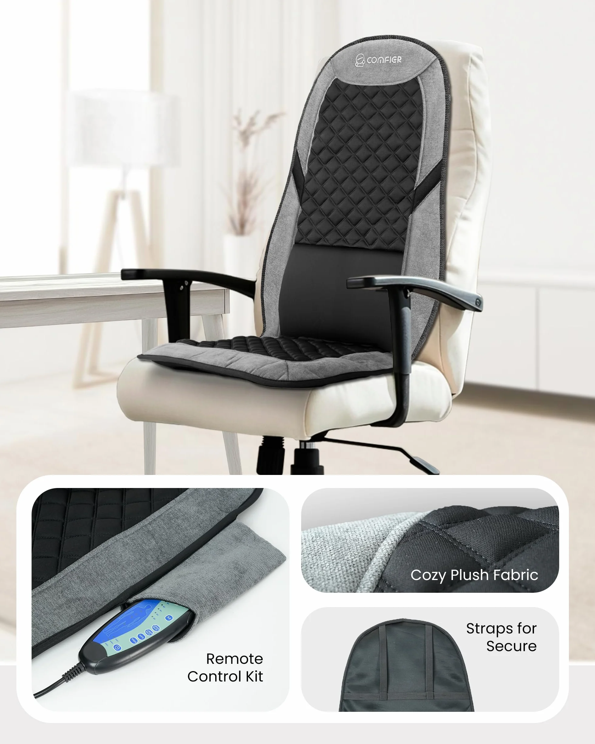 COMFIER Masajeador Cervical y Espalda con Calor, 5 Modos de Vibración, 3 Intensidades