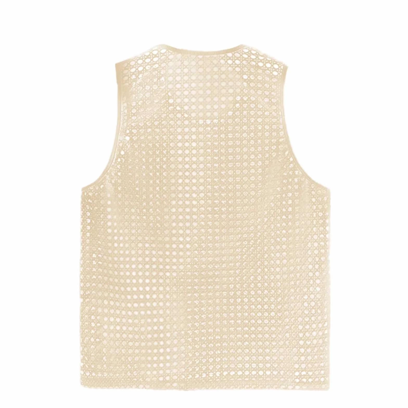 Camiseta de malla transpirable para hombre, tirantes sexy, cuello redondo, sin mangas