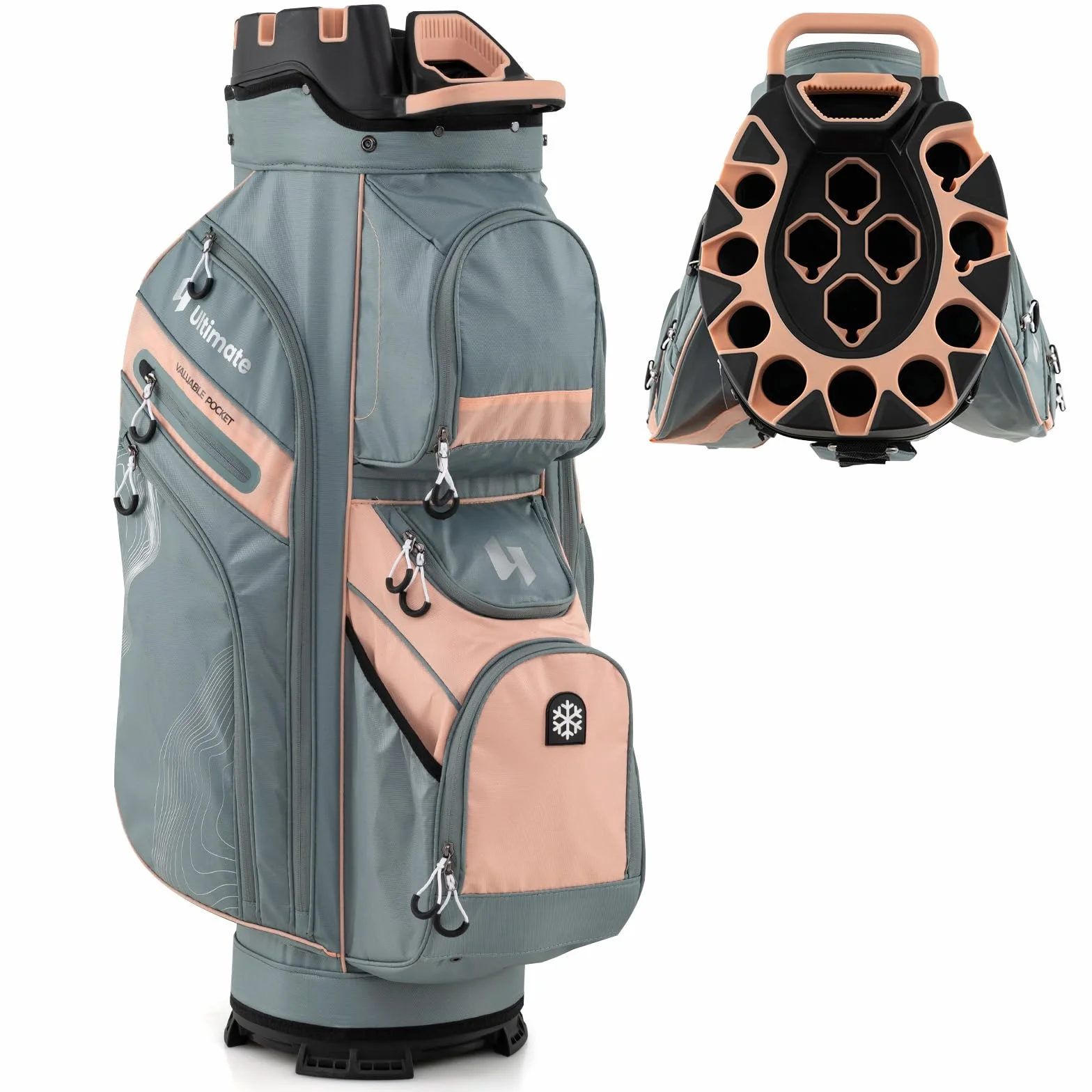GYAMX Bolsa para Carro de Golf Portátil, Bolsa para Palospara con 14 Compartimentos de Longitud Completa, 11 Bolsillos, Bolsa Nevera, Correa Ajustable, Porta Paraguas, Unisex