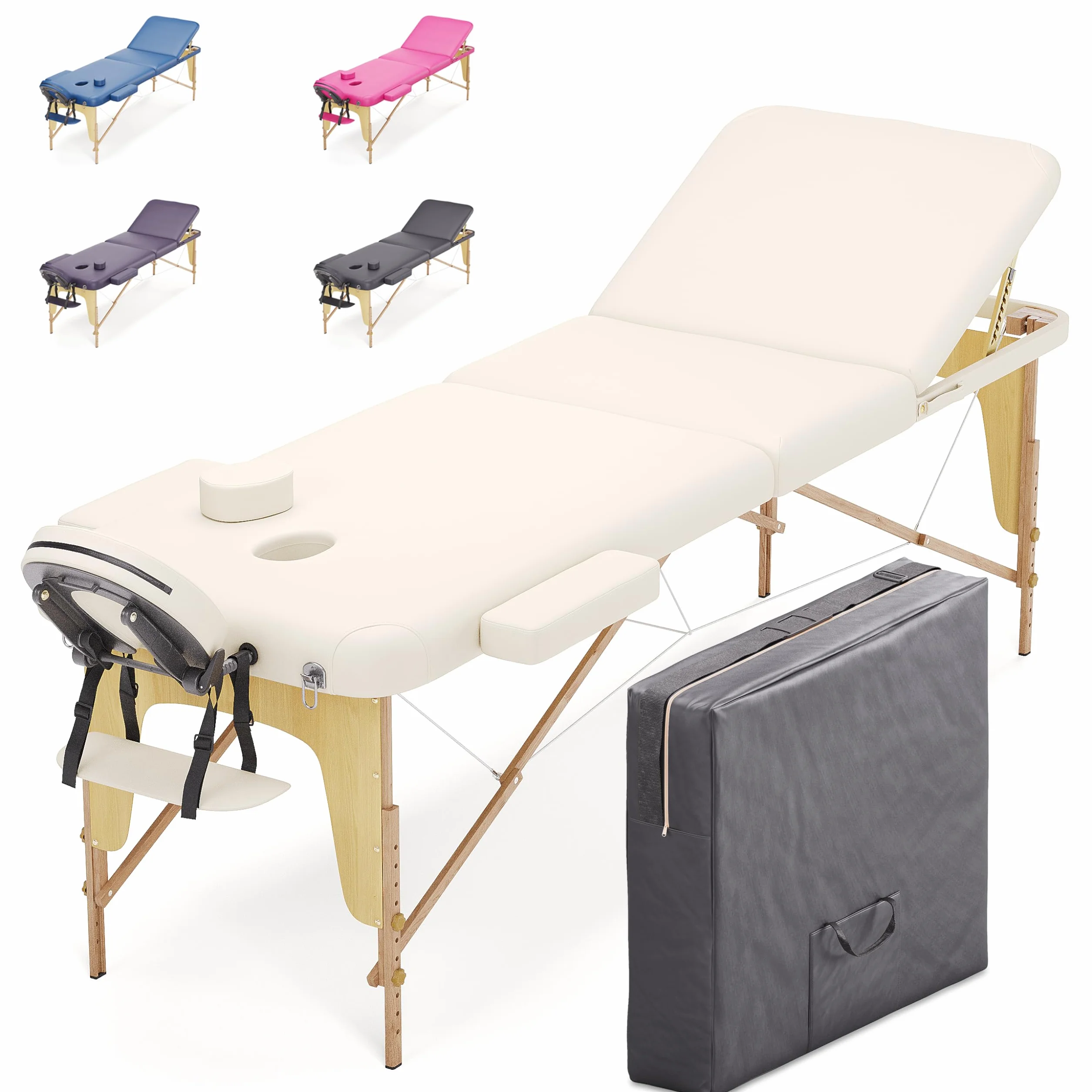 BELTOM Camilla de Masaje Plegable 3 Zonas 180x56 cm Portatil Reiki Fisioterapeuta