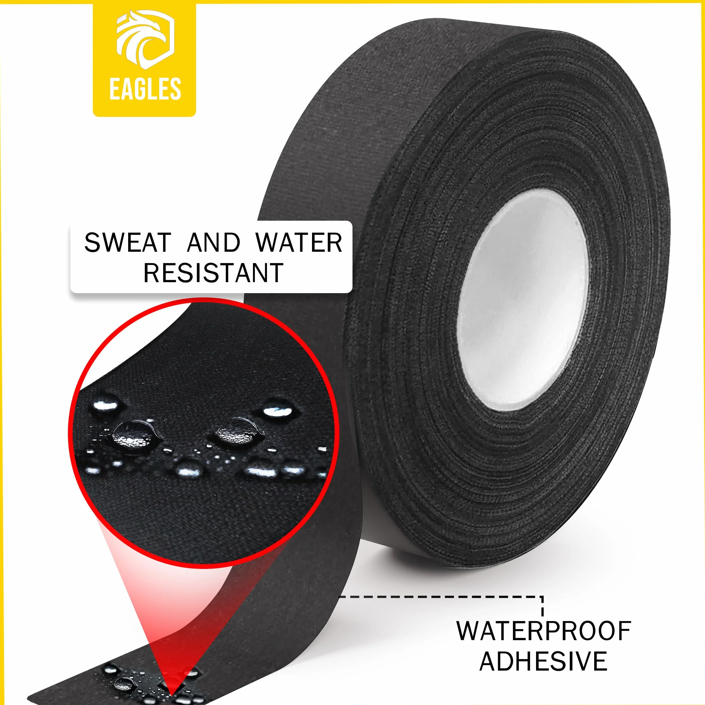 EAGLES Rollo de cinta de tela multiusos para hielo y rodillo, hoja de palo de hockey y protector de manga, agarre fuerte para bate de béisbol Lacrosse - regalos deportivos, accesorios, equipo, equipo