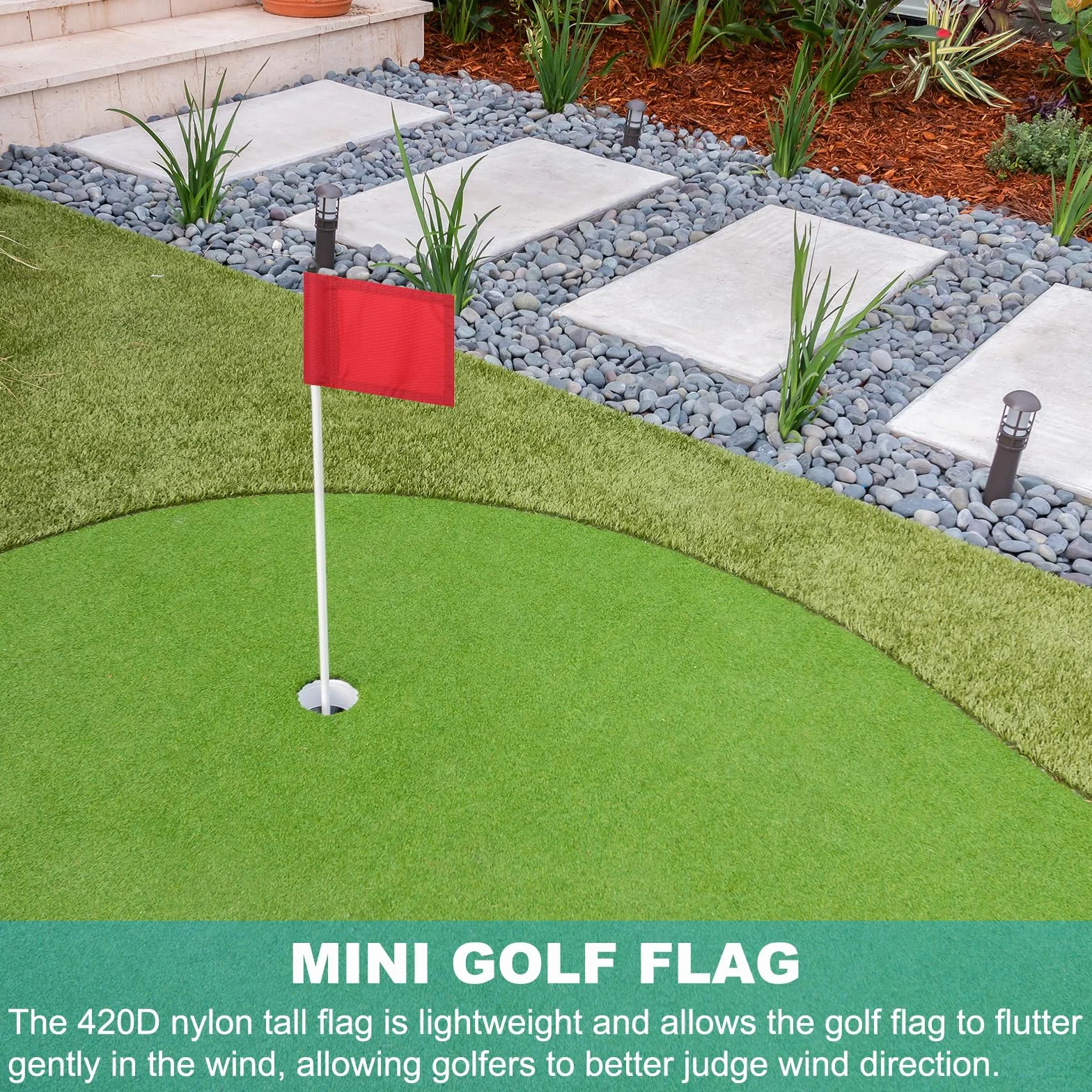PATIKIL Banderín De Golf De 7 x 5 Pulgadas, 6 Piezas De 420D Nylon Mini Banderines Para Jardín Portátiles Con Tubo Insertado Para Exterior Interior Patio Trasero Jardín, Verde
