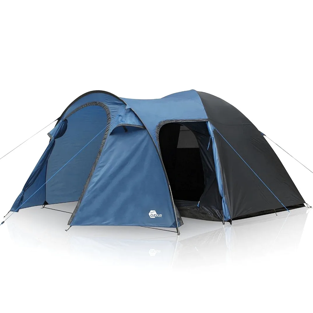 your GEAR Cetona - Tienda de campaña en 2 tamaños para 4 o 5 hombres, tienda de campaña con columna de agua de 3000 mm, sala de estar / antesa, 2 entradas, altura de pie, cabina oscura para dormir,