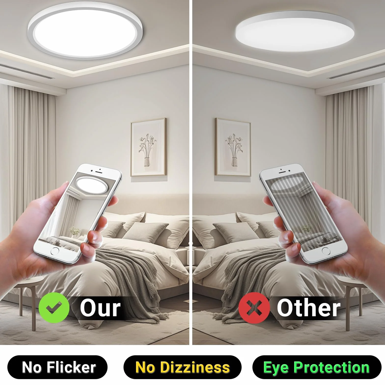 LQWELL® Lámpara de Techo LED IP44 Impermeable 18W 6000K 1980LM Redonda Plana 220x18mm