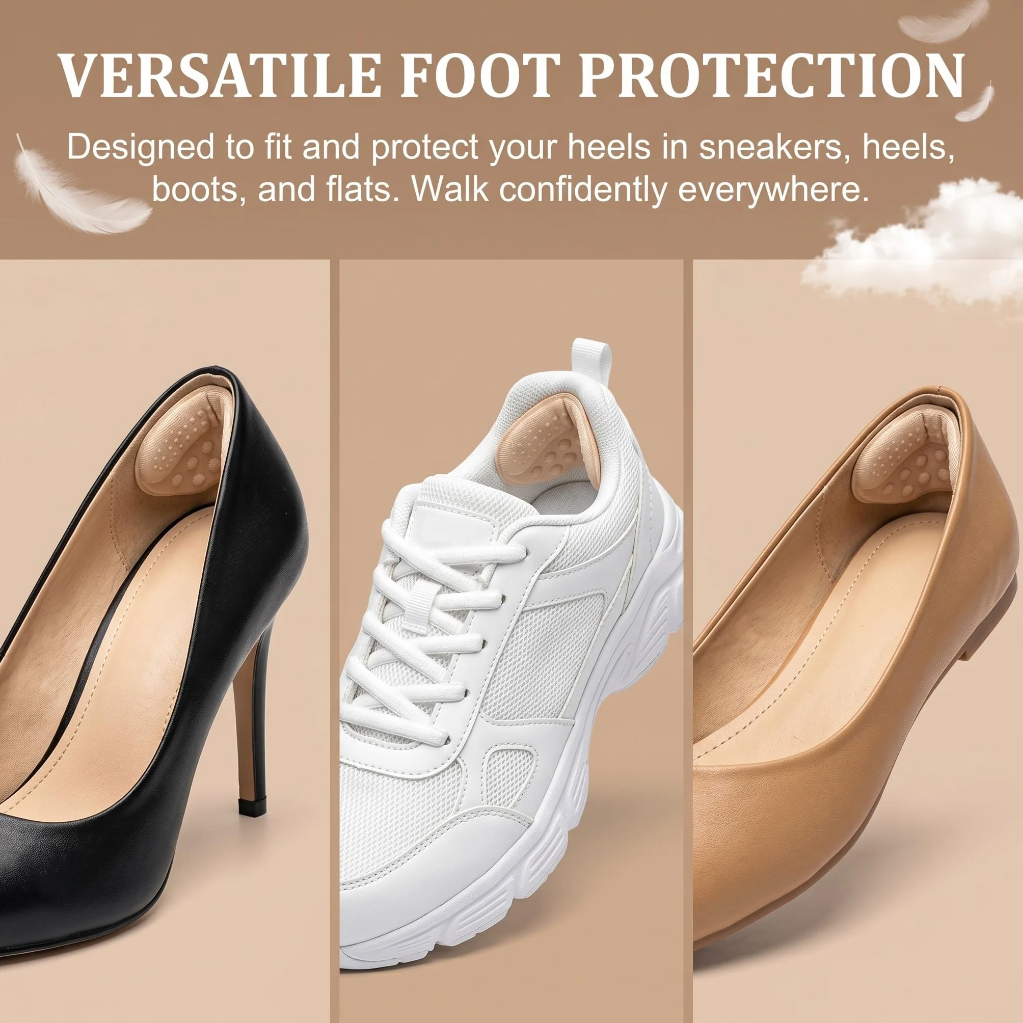 Taloneras para Zapatos Reductor de Talla Protector Talón Autoadhesiva 2 Grosores 3mm 6mm Negro Beige
