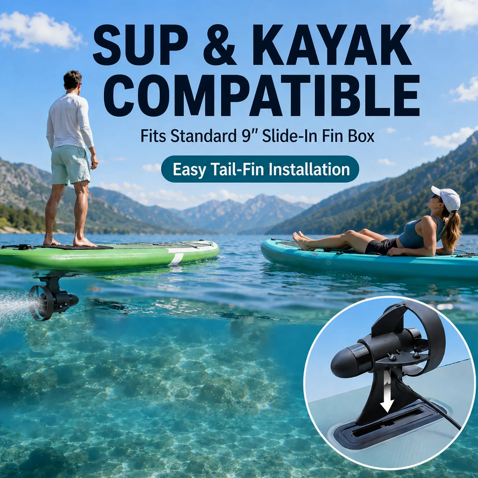 Motor Paddle Surf Electrico para Sup y Kayak, Motor para Paddle Surf con Control Remoto, Compatible con Caja de Aleta 9 Pulgadas D260