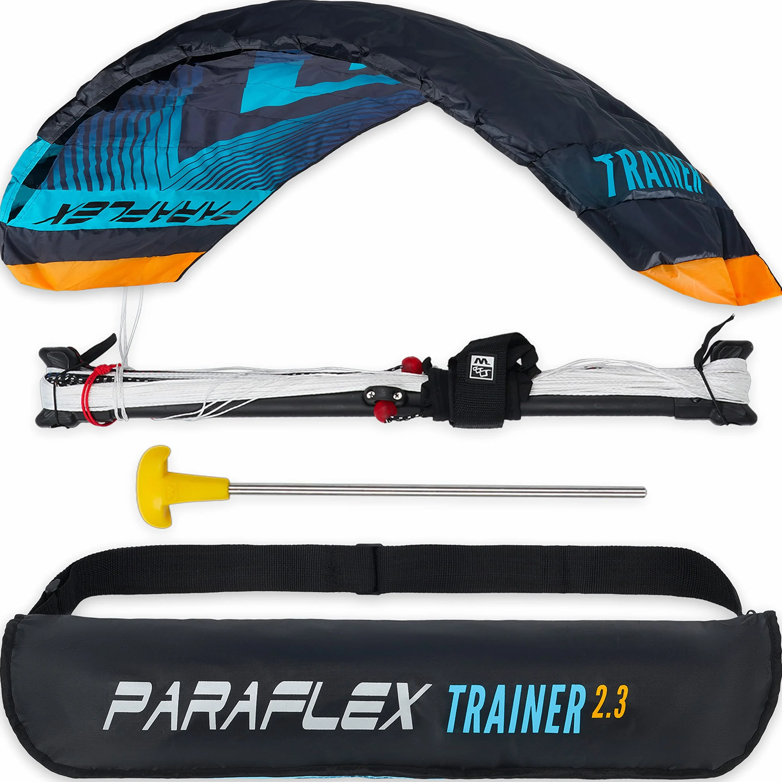 Wolkenstürmer Paraflex Trainer - Alfombra de dirección 3L 2.3 (Turquesa) - Cometa 230 cm con Barra de Entrenamiento