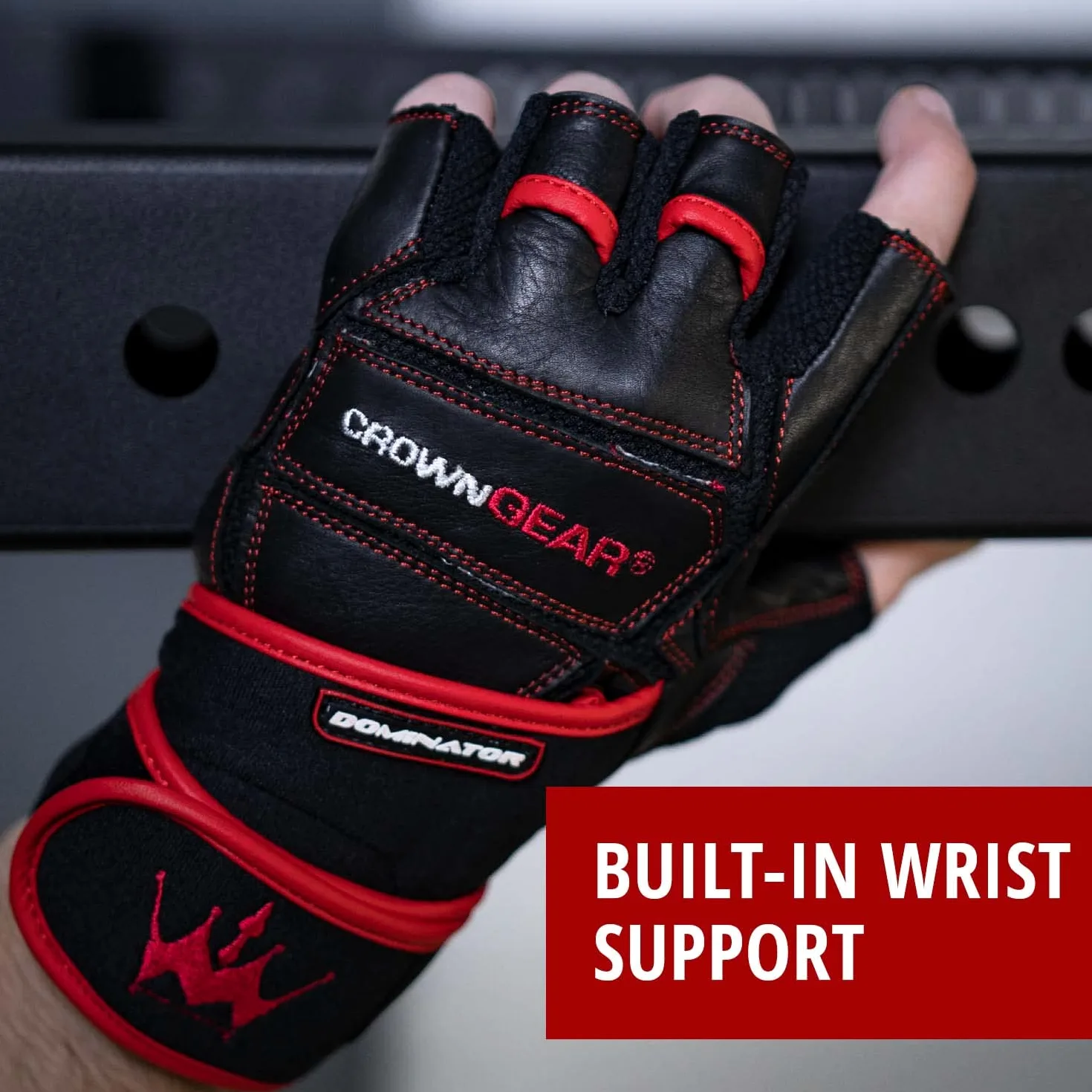 Guantes de pesas para gimnasio Fitness Crossfit Bodybuilding – Guantes de entrenamiento para hombre y mujer – Dominator piel guantes de entrenamiento de Crossfit Cruz W. correa de muñeca Wrap – mejor levantamiento de pesas guantes con muñequera para traba