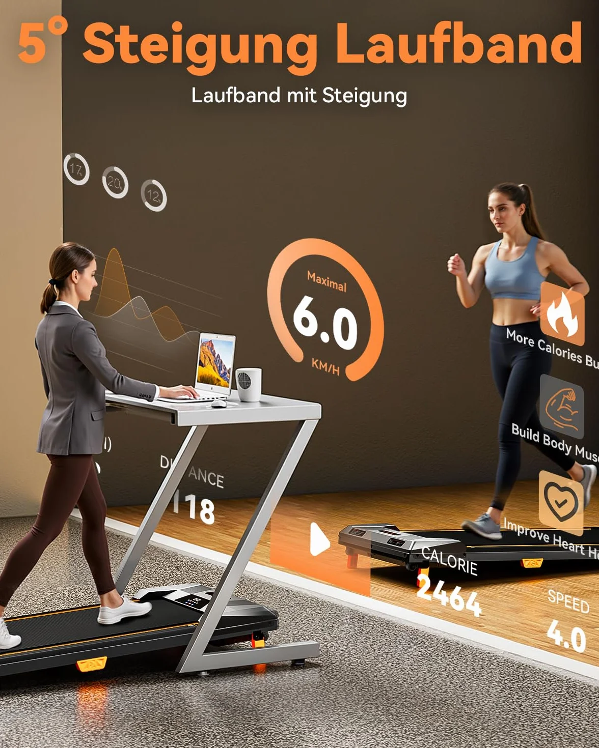 BestGod Cinta de Correr Eléctrica Plegable Walking Pad para Casa y Oficina, Cinta de Andar con Inclinación del 5%, Motor de 2,5 CV, Silenciosa con Mando a Distancia, para Caminar y Correr hasta 150 kg