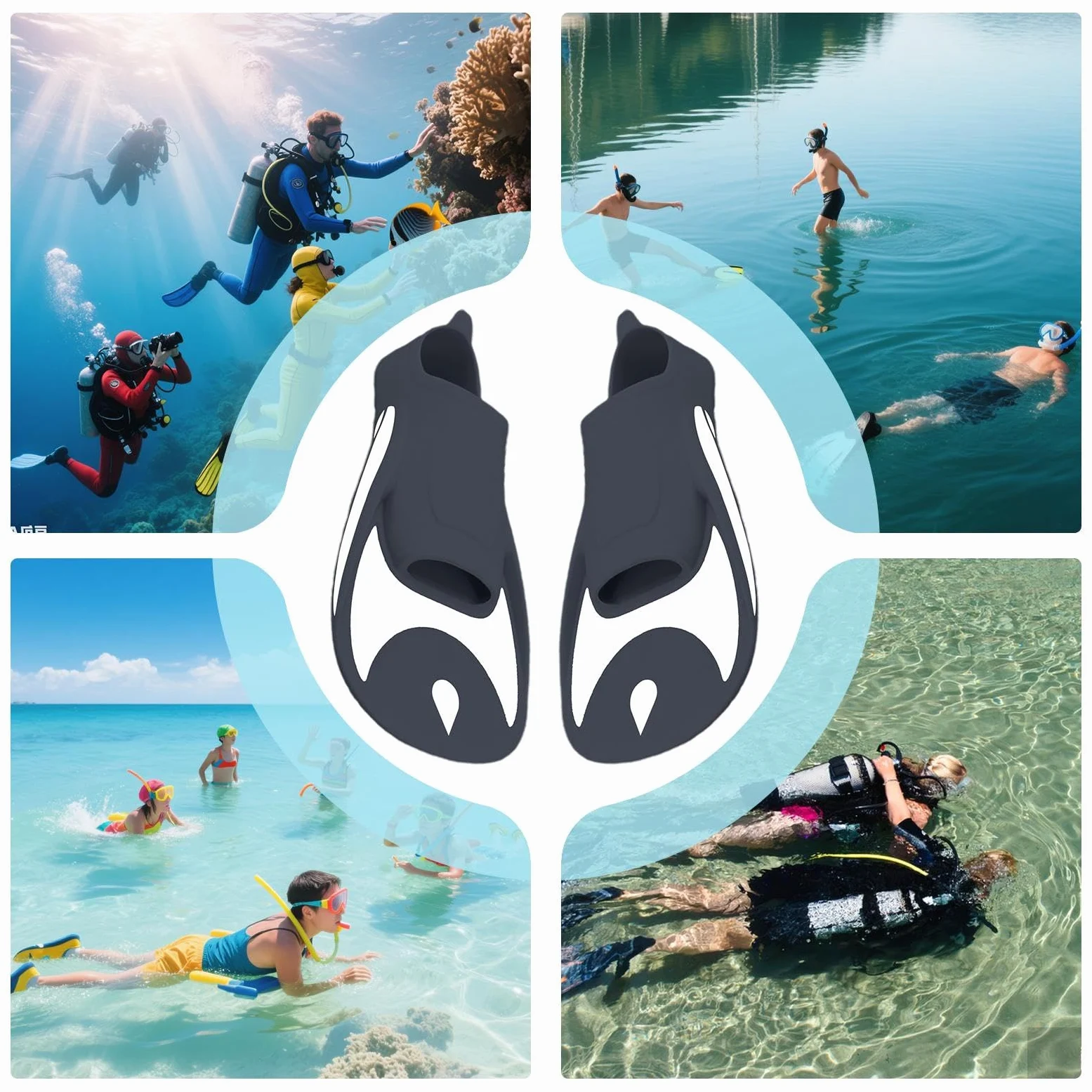 Aletas De Natación - Aletas Flotantes,Equipo De Apnea Y Snorkel Deportivo Para Hombres Mujeres Niños Con Uso En Piscina Playa Y Vacaciones