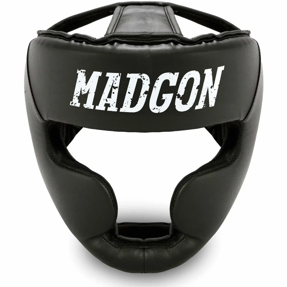 MADGON Casco de Boxeo con Increíble Protección de Impactos – Protector de Cabeza Boxeo Completo – Visión Ideal y Mínima Sudoración – Artes Marciales, MMA, Kick Boxing, Sparring – Incluye Bolsa
