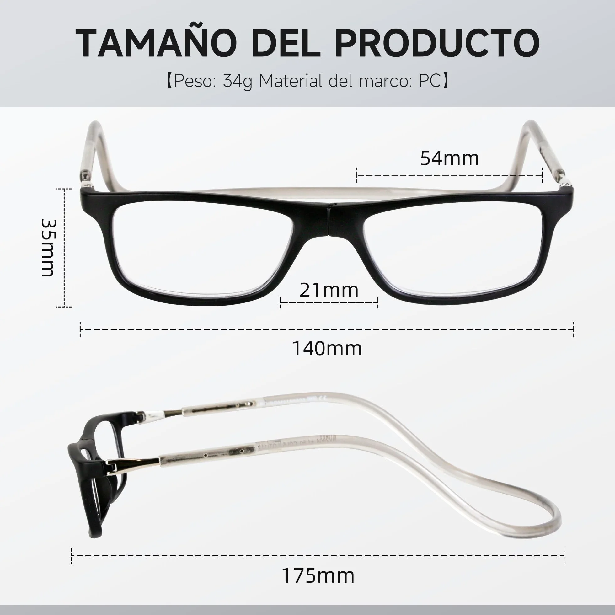 NEW VISION Gafas Presbicia Hombre Cierre Imán Longitud Ajustable NV2904