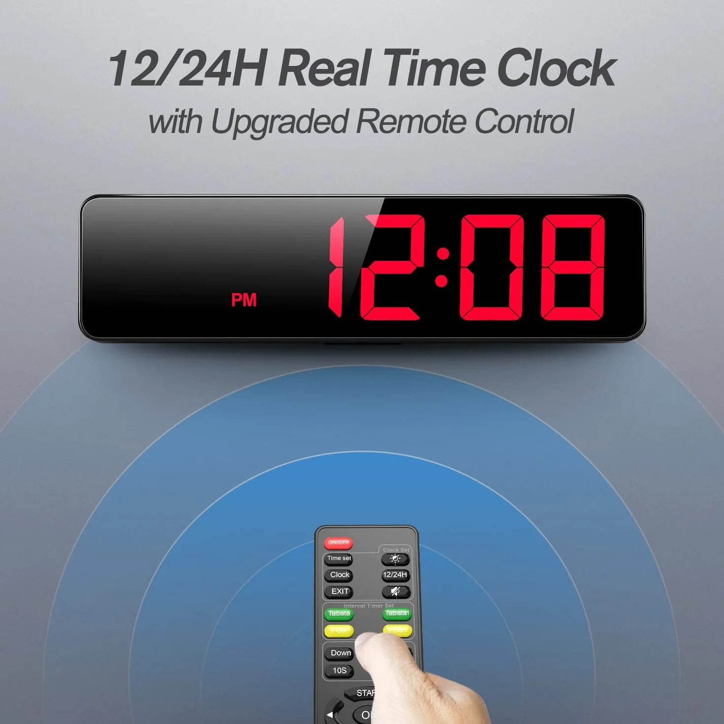 ANJANK Temporizador de Gimnasio Reloj de Pared Digital LED Grande de 15'', Timer de Intervalo con Cronómetro,Cuenta Regresiva/Ascendente,Volumen Ajustable,Timer de Entrenamiento con Control Remoto