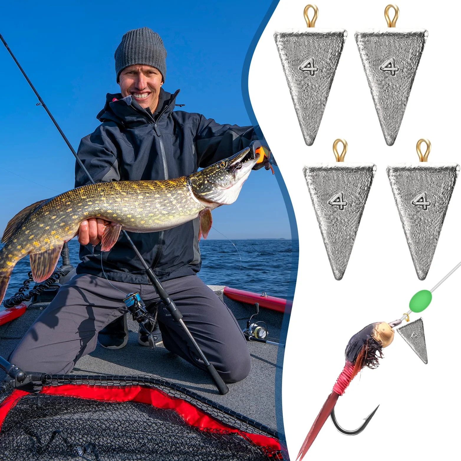 36 piezas de pesas de pesca piramidales de 113.4 g, plomos de pesca de agua salada, plomos piramidales, aparejos de pesca, aparejos de pesca de surf, fundición de pesca