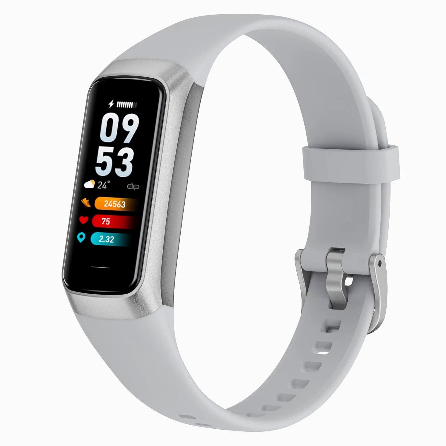 Rastreador de fitness con monitor de frecuencia cardíaca de oxígeno en sangre 24/7 y sueño, IP68 impermeable, pantalla táctil AMOLED de 1.10 pulgadas, contador de pasos, seguimiento de