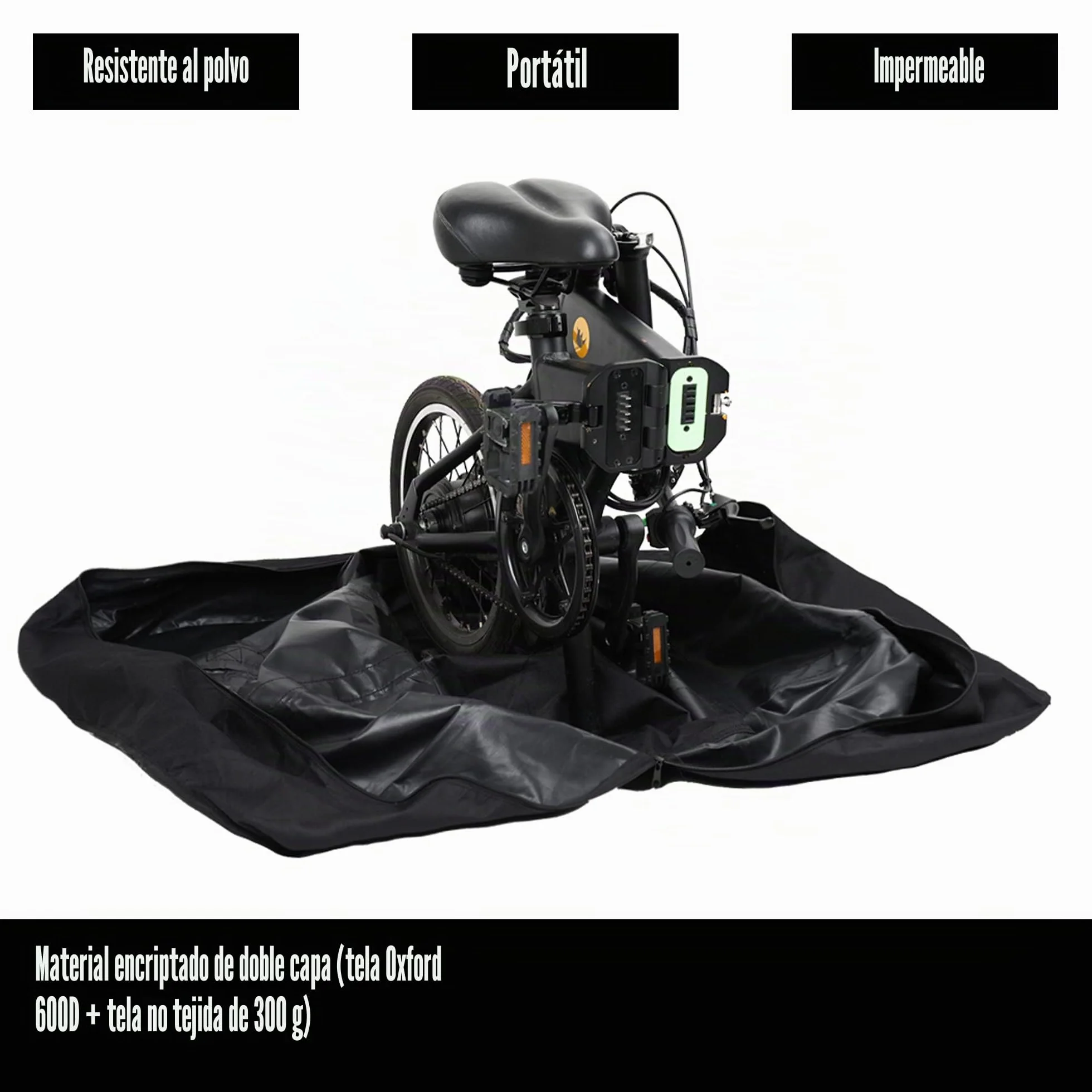 Rhinowalk Bolsa Plegable para Bicicleta de 20/26 Pulgadas, Impermeable, Bolsa de Transporte para Coches, Tren y Viajes (Negro 20 Pulgadas)