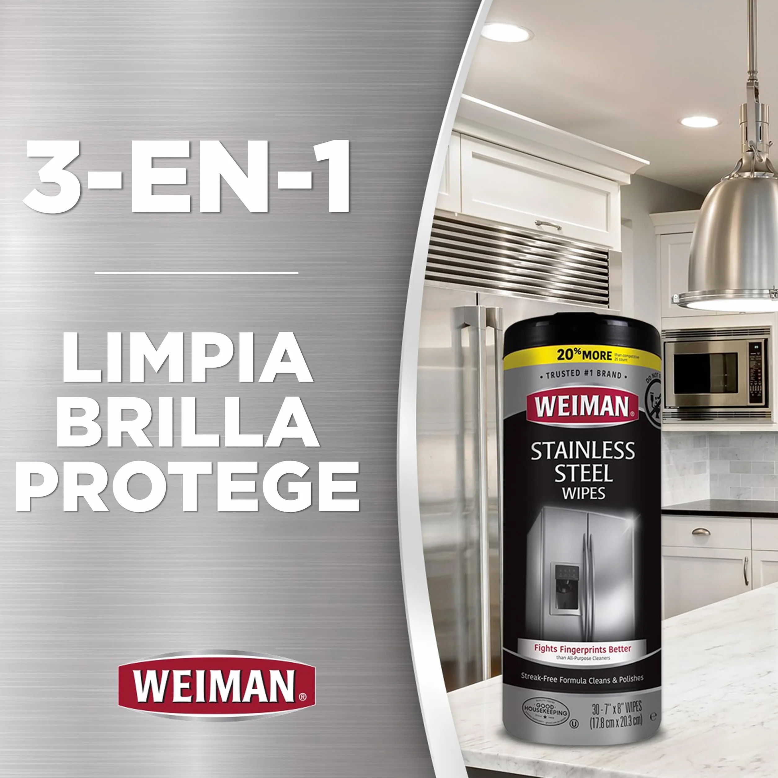 Weiman Toallitas Limpiadoras para Acero Inoxidable - Pack de 2