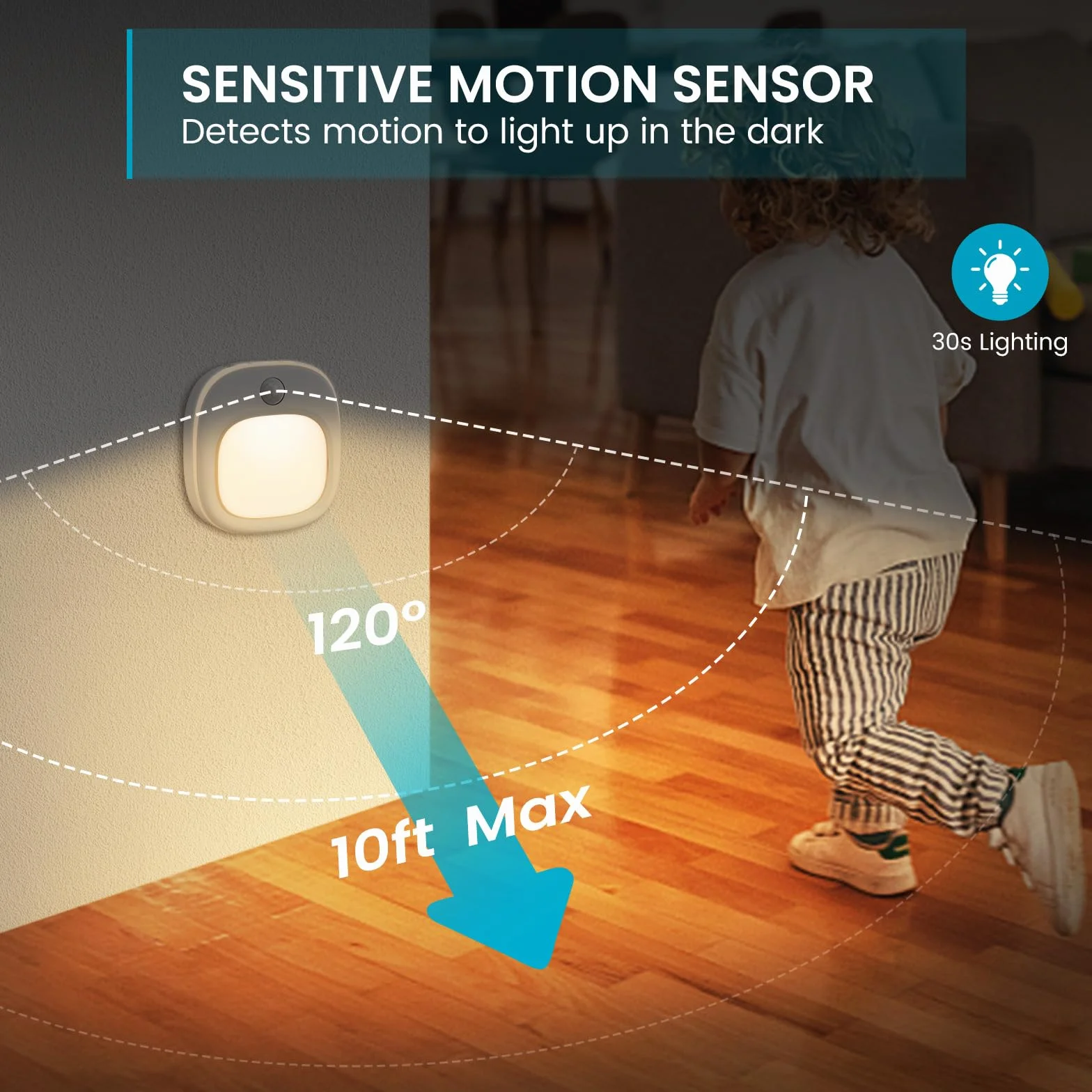 Luz Nocturna con Sensor de Movimiento USB-C Recargable 3 Modos de Color Regulable LED Adhesiva 2 Piezas
