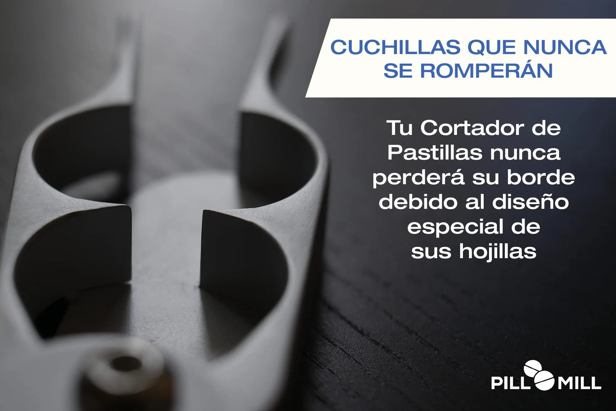 Pill Mill Cortador de Pastillas con Cuchillas de Metal y Mango de Agarre