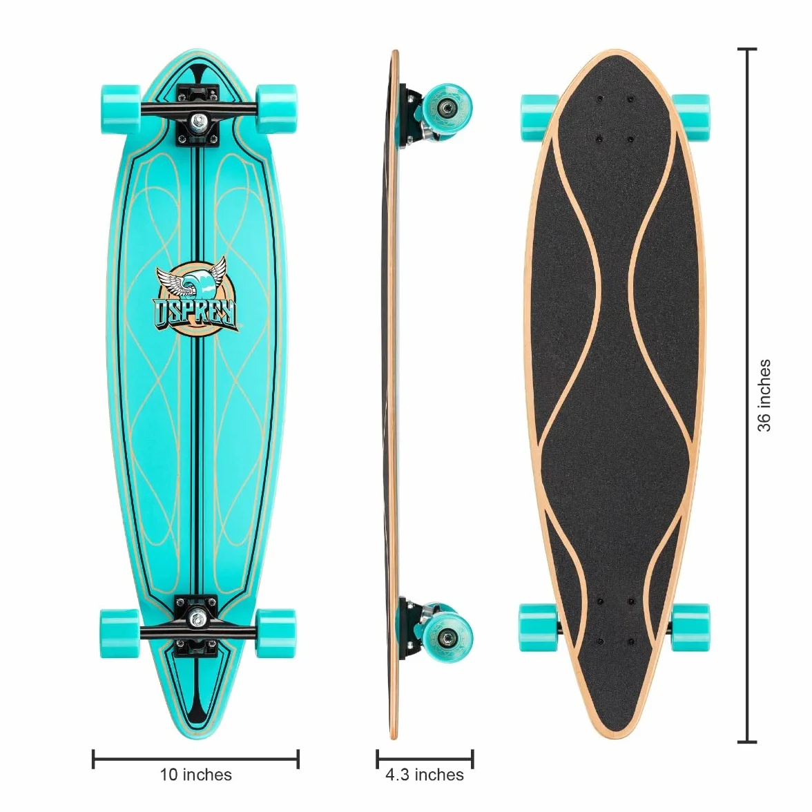 Osprey Pintail Longboard Completo 36 a 46 Pulgadas para Niños y Adultos