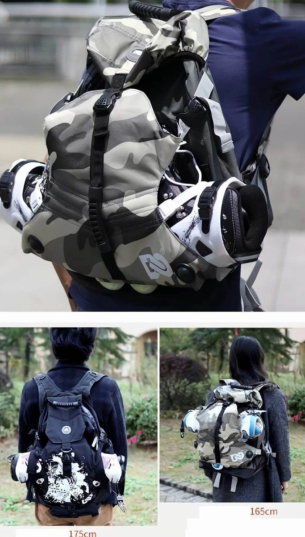 ZBH1985 Mochila para Patines con múltiples Compartimentos – Almacenamiento Externo para Patines en línea, Quad, artísticos y Zapatos de Patinaje sobre Hielo