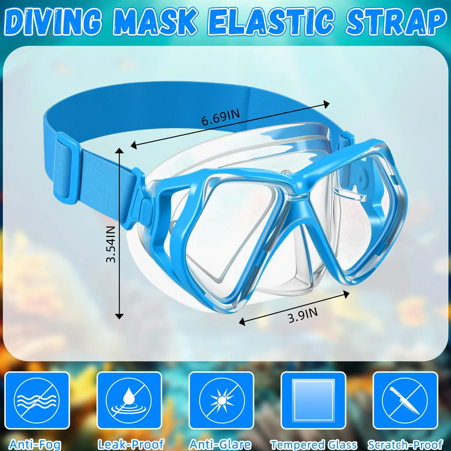 Flutesan 4 gafas de natación para adultos con cubierta para la nariz, correa de tela elástica, gafas de buceo de vidrio templado con envoltura protectora para el cabello