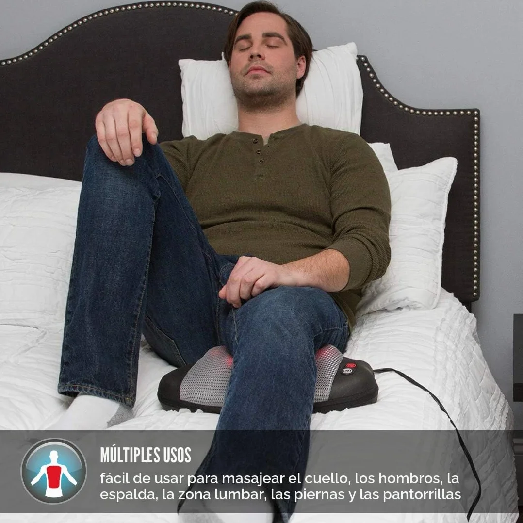 HoMedics Cojín de Masaje Eléctrico Portátil Shiatsu con Calor para Espalda, Hombros y Cuello