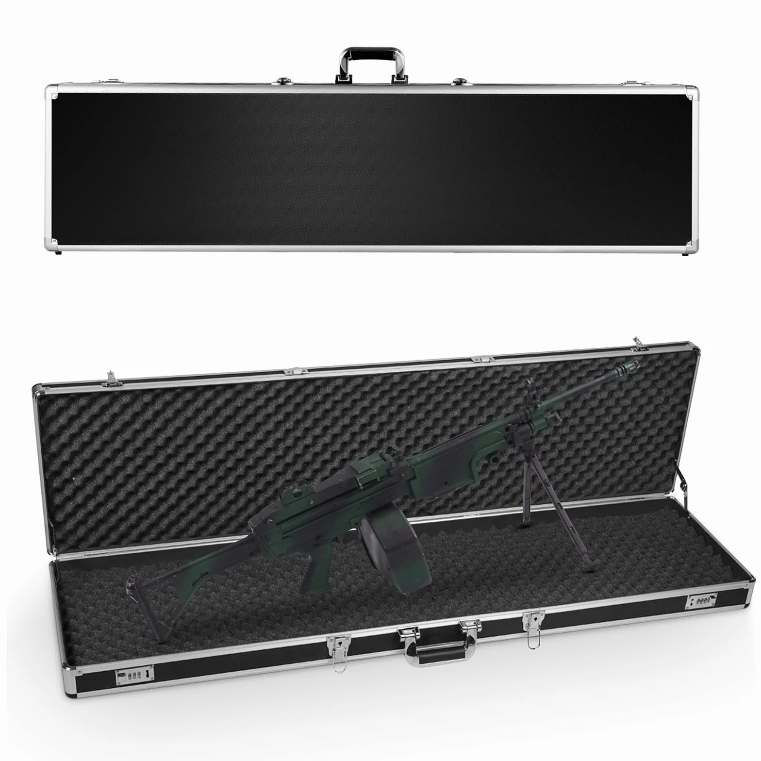 RELAX4LIFE Maletín para armas de aleación de aluminio, maletín para rifle, cerradura de combinación y candado, maletín de munición, cojín de esponja, maletín de aluminio con cerradura, maletín de