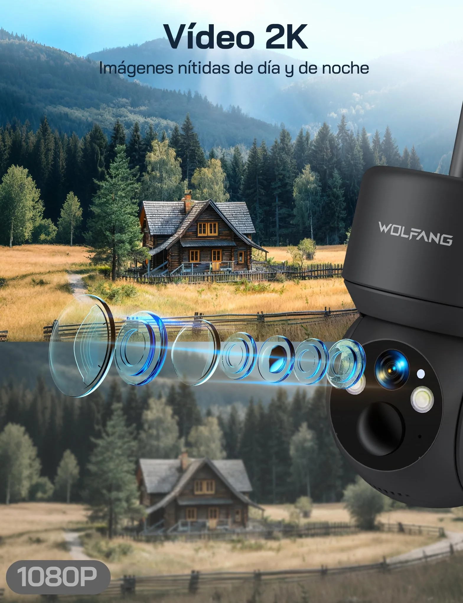 WOLFANG Câmara de Vida Selvagem 4G LTE Solar 2,5K Vídeo ao Vivo 355° Ajuste Remoto 90°