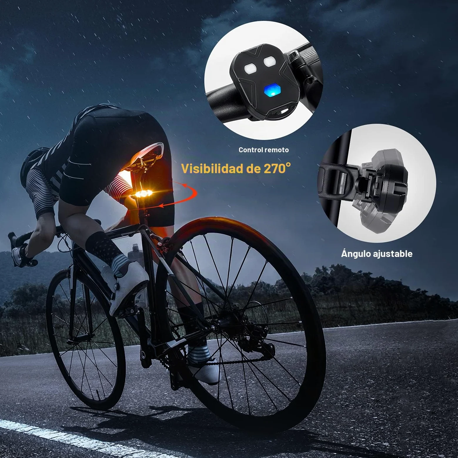 Luz trasera inalámbrica para bicicleta con intermitentes, mando USB, impermeable, ultrabrillante