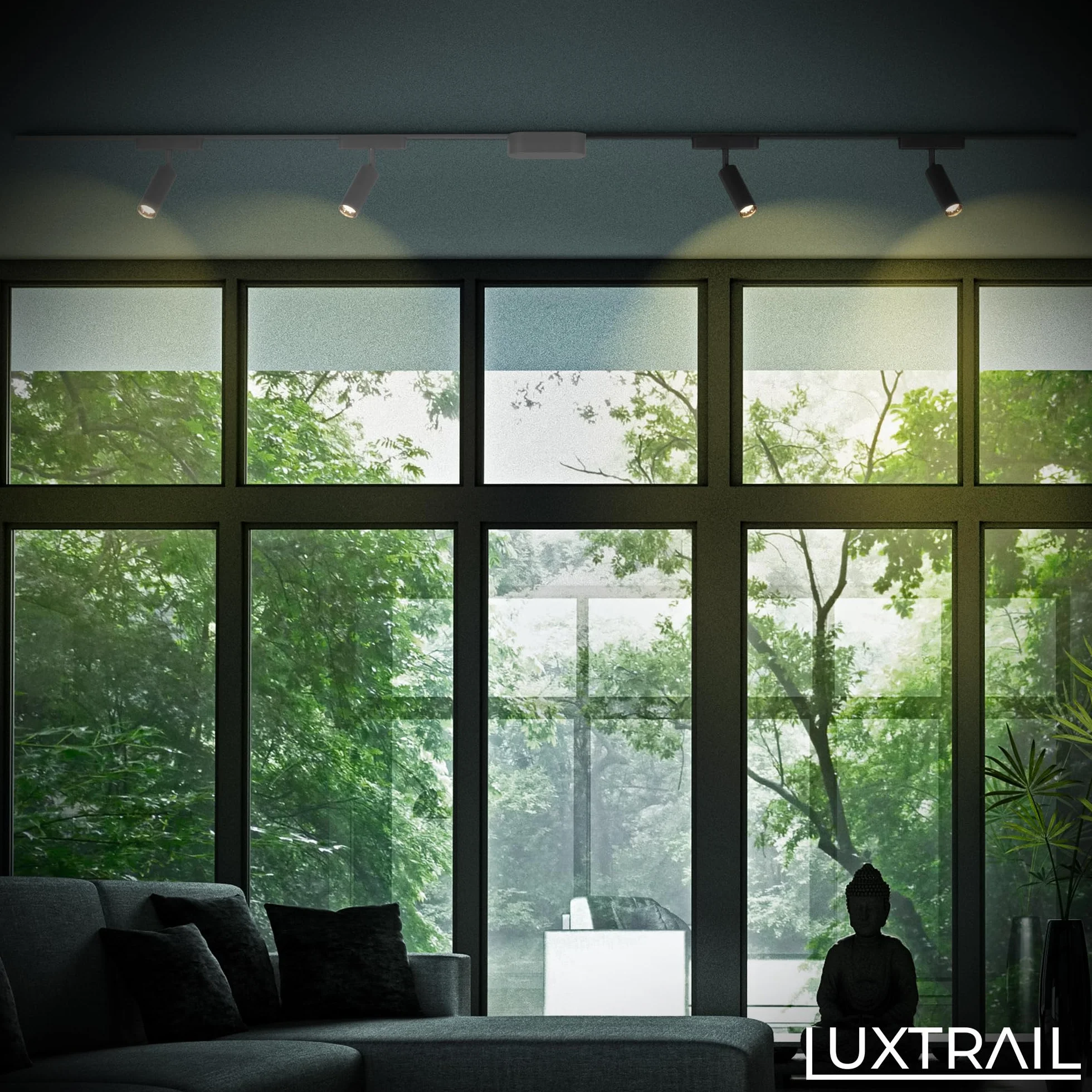BRILONER Luxtrail Sistema de carriles set de prolongación 2x LED spots extensible orientable 1m negro