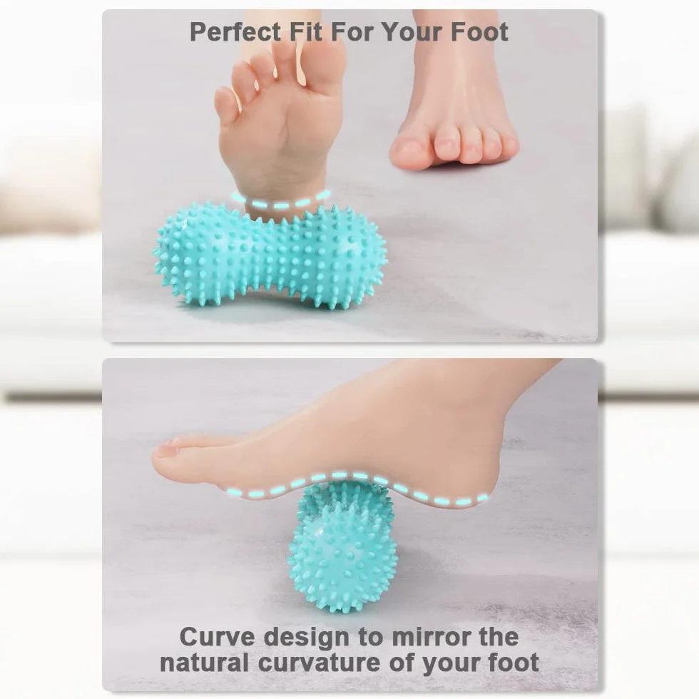 Bolas Masaje 3 Piezas Pelota Masaje Muscular con Pinchos Masajeador Rehabilitación Fascitis Plantar Fisioterapia Cervicales Morado