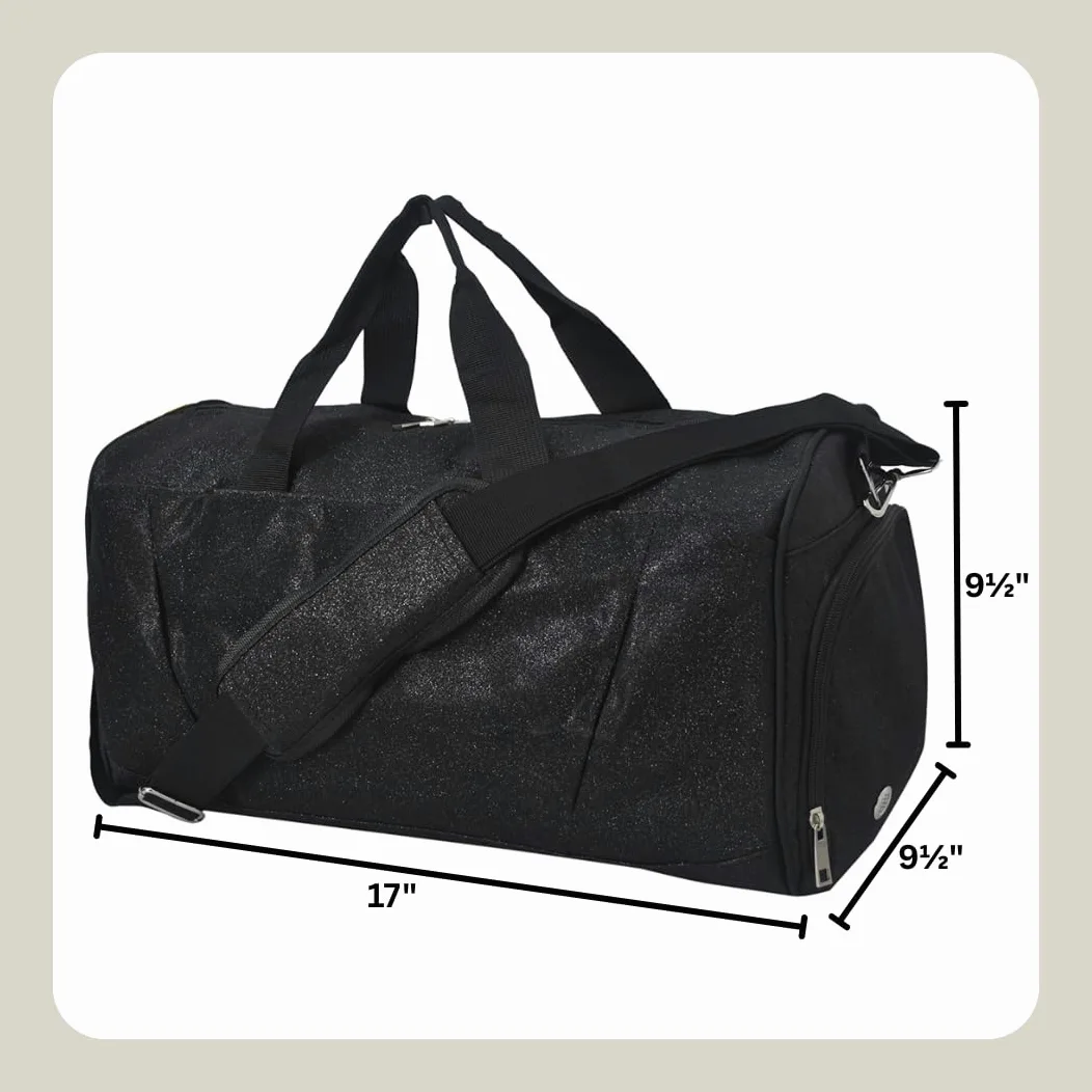 NGIL Glitter Cheers - Bolsa Deportiva para Gimnasio con Compartimento para Zapatos y pequeñas Bolsas de Viaje para Mujer, Bolsa de Gimnasio, Bolsas de Noche para Mujer, Bolsa de animación, Negro