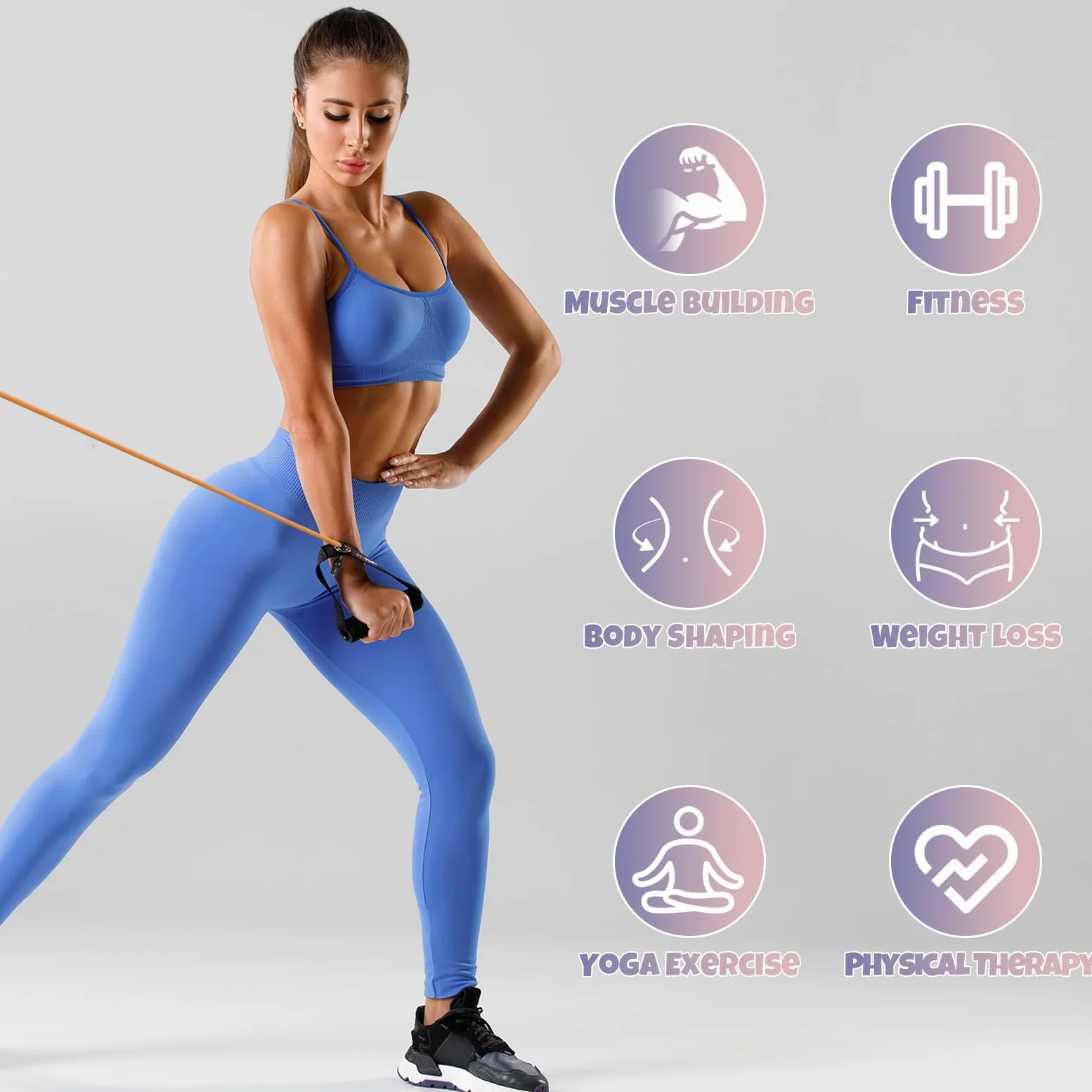 RitFit Banda de Ejercicio de Resistencia Individual con Asas cómodas-Ideal para Terapia física,Agua Entrenamiento de Fuerza,